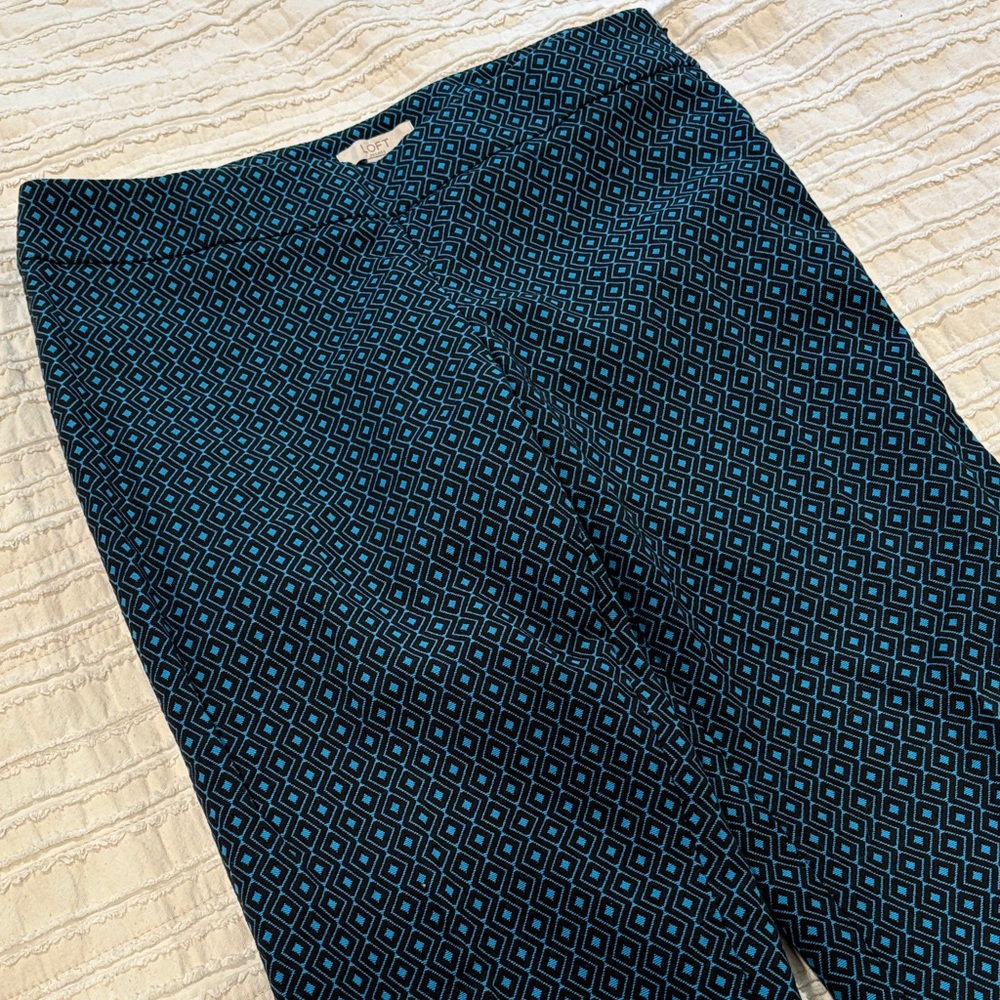 Loft Black and Blue Patterned Pants